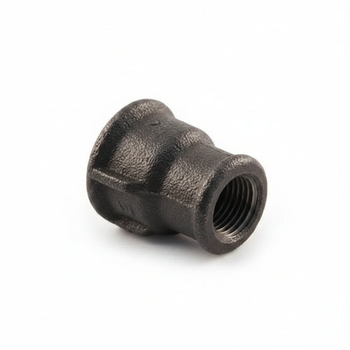 3/4 inch x 1/2 inch Black Iron Reducing Socket - BSP Gas Pipe Fitting for Commercial Catering