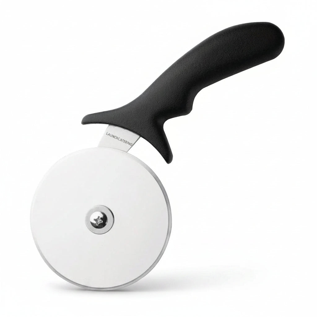 Black 5 inch stainless steel commercial pizza cutter wheel