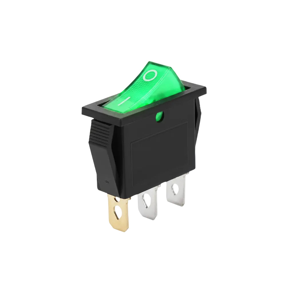 Commercial Equipment Switch / Single Pole ON OFF (Green) / 16A 250V / 11 x 30mm