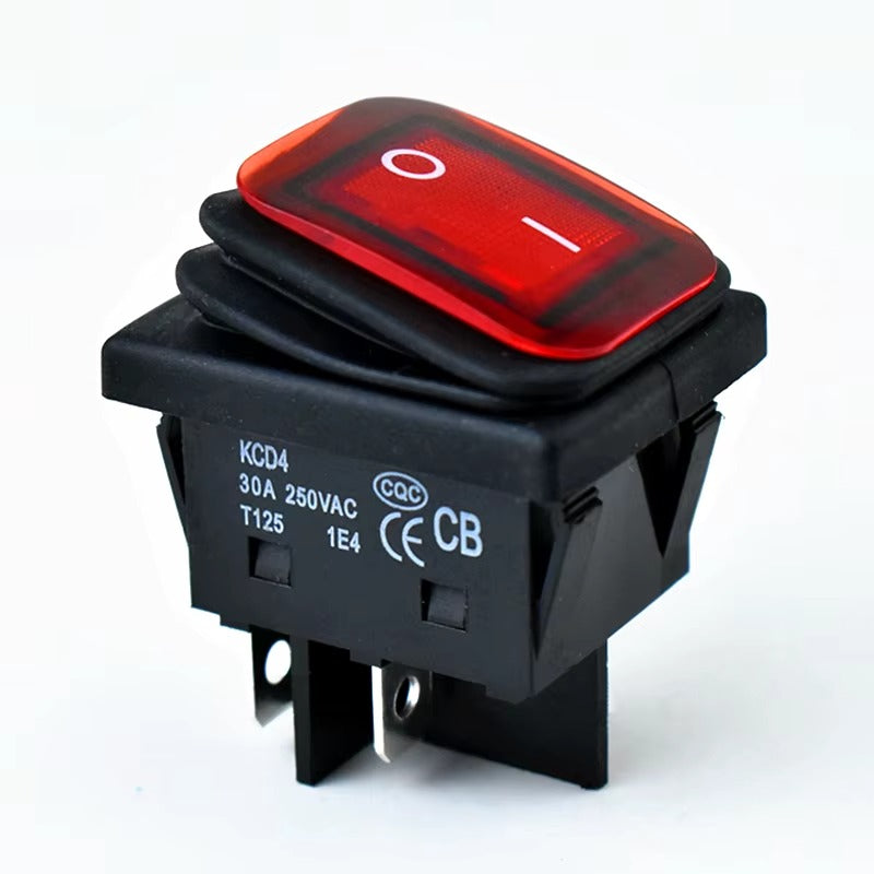 Heavy Duty Waterproof Seal Rocker Switch ON/OFF DPST KCD4 Red