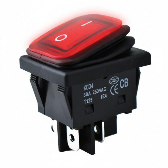 Heavy Duty Waterproof Seal Rocker Switch ON/OFF DPST KCD4 Red Main image