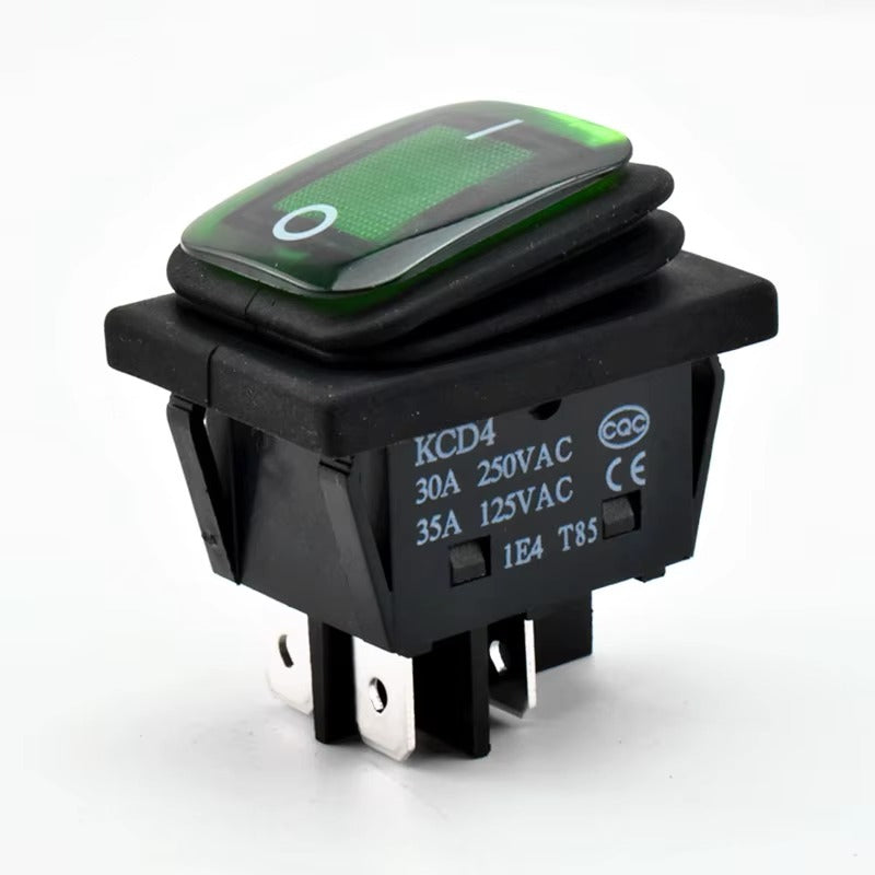 Heavy Duty Waterproof Seal Rocker Switch ON/OFF DPST KCD4 Green