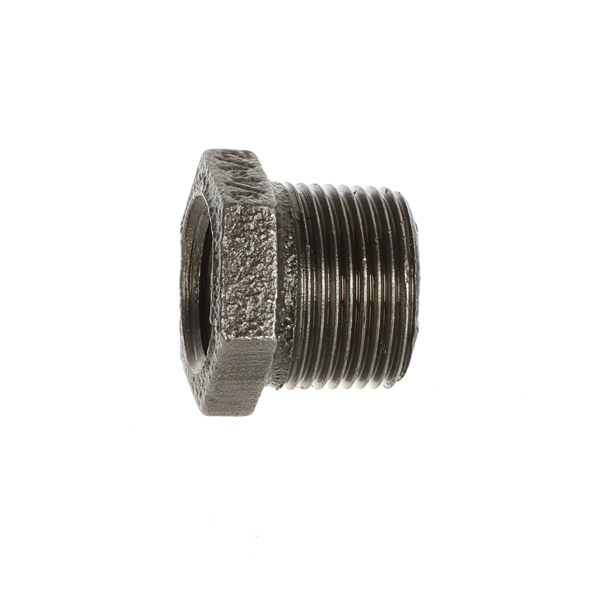 3/4 inch x 1/2 inch Black Iron Reducing Bush - BSP Gas Pipe Fitting for Commercial Catering