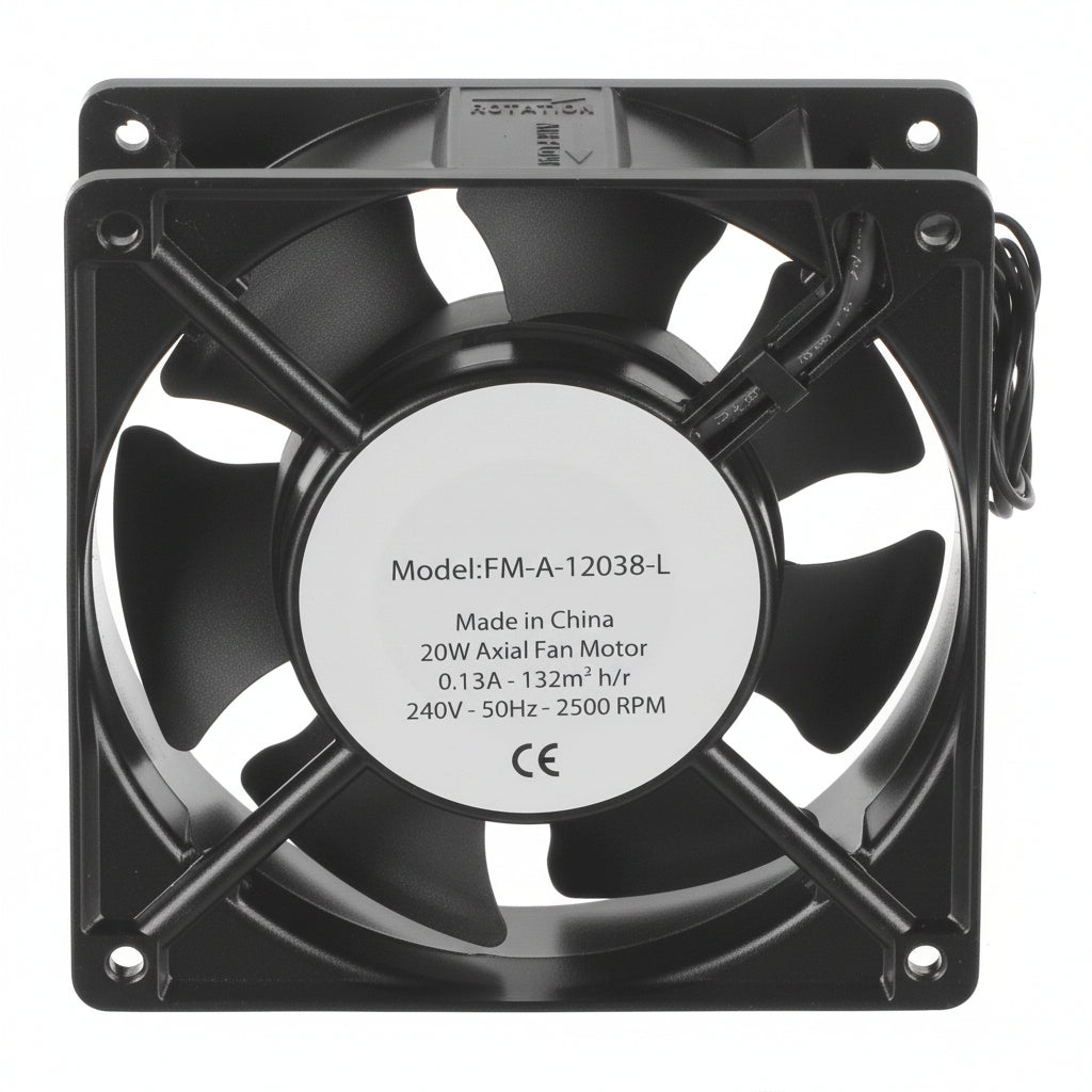 120 x 120 x 38mm Axial Fan 20W with Cable - Commercial Catering Cooling Fan