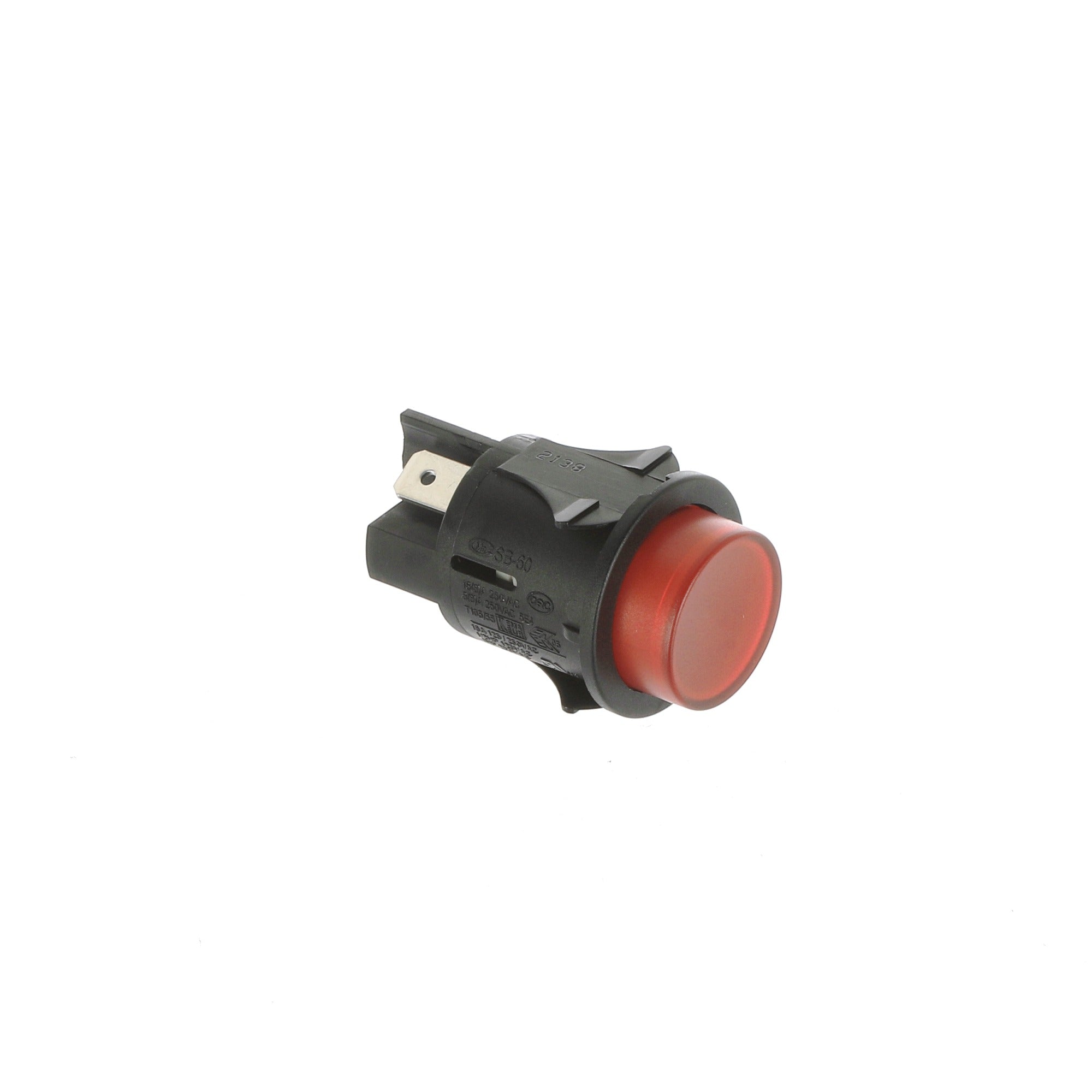 Red Round Latching Push Button 2 Pole 16A 250V 25mm - Commercial Catering Equipment Spare