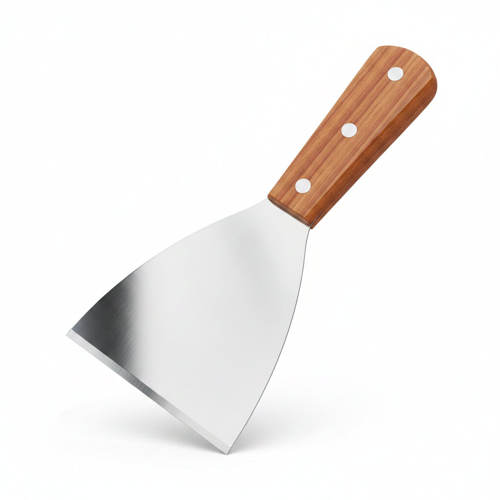 Professional Griddle Scraper Wooden Handle 125 x 125mm